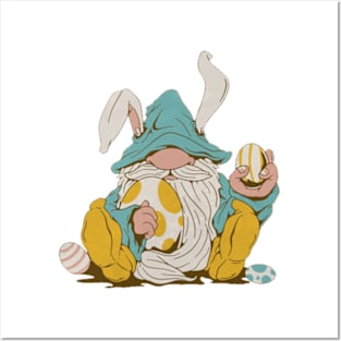 Easter Bunny Spring Gnome Easter Egg Hunting And Basket Gift Posters and Art